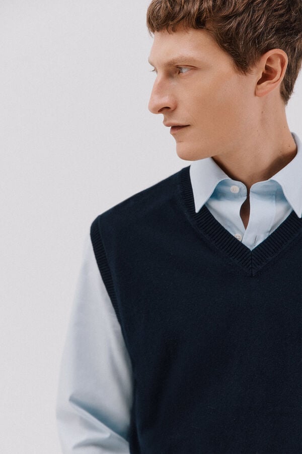 Cortefiel Cotton cashmere knit jersey-knit Navy