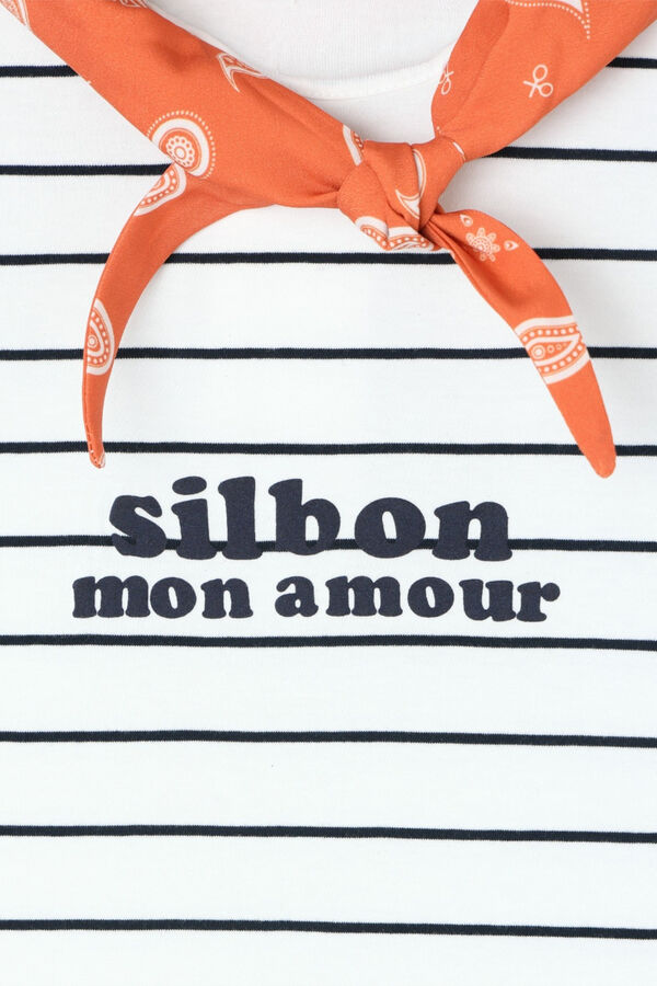 Silbon T-shirt mulher com aplica&ccedil;&atilde;o silbon bandana Impress&atilde;o