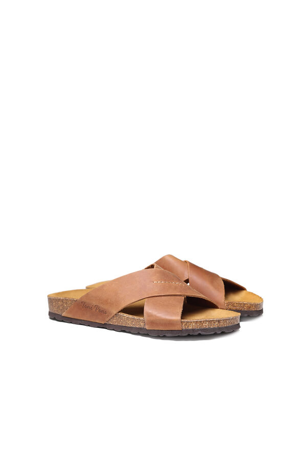 Cortefiel Organic leather sandals Brown