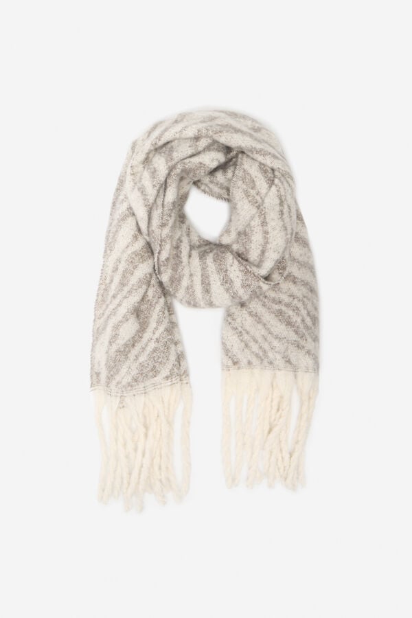 Cortefiel Zebra print scarf Printed white