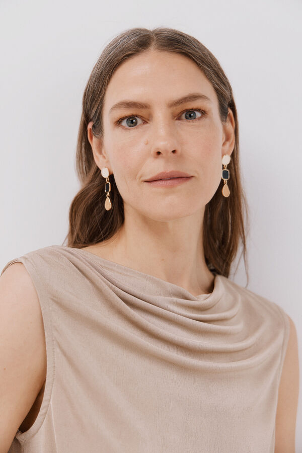 Cortefiel Satin draped  knit  top Nude