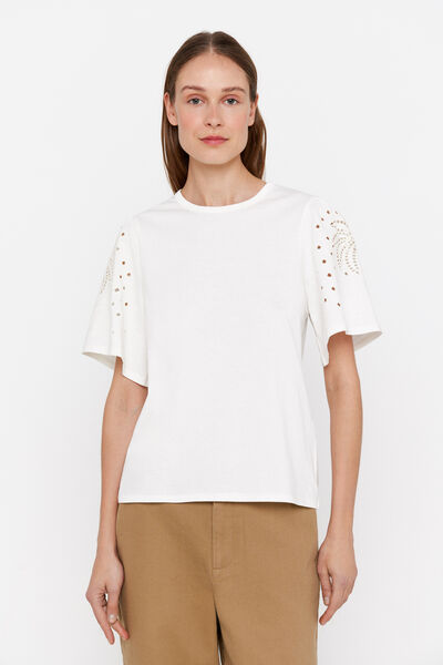 Cortefiel Embroidered sleeve T-shirt White