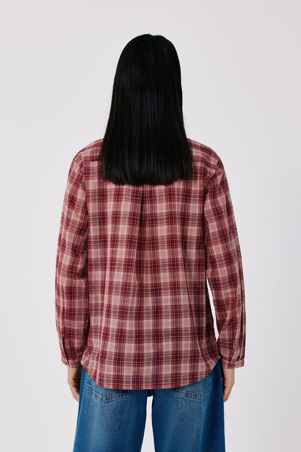 Cortefiel Plaid tie shirt Pink