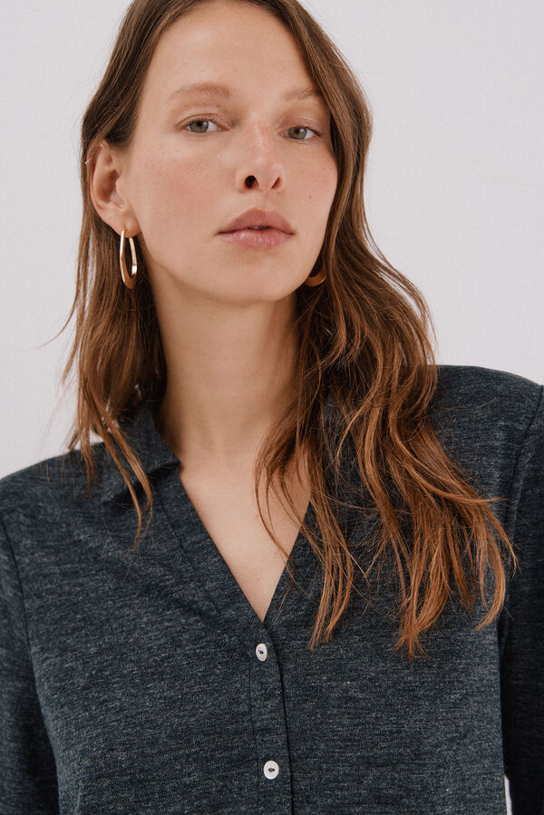 Cortefiel Jersey-knit knit shirt Dark grey