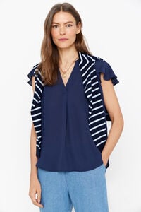 Cortefiel Ruffle sleeve blouse Navy