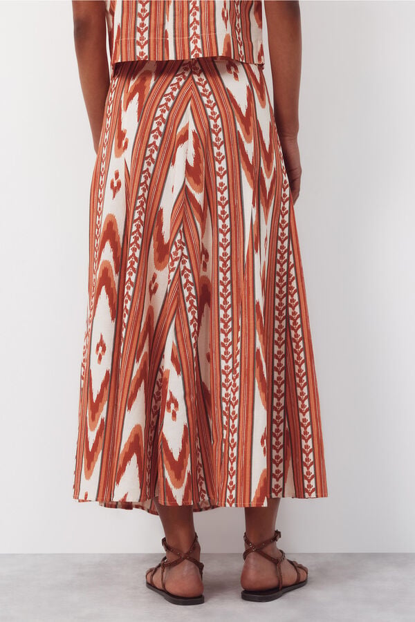 Cortefiel Printed skirt Printed red