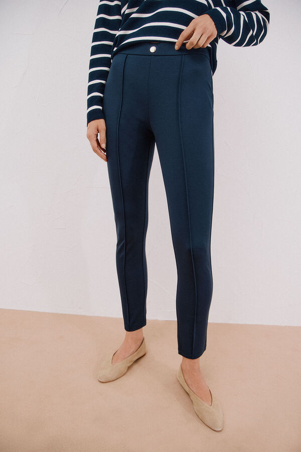 Cortefiel Women's jersey-knit leggings Navy