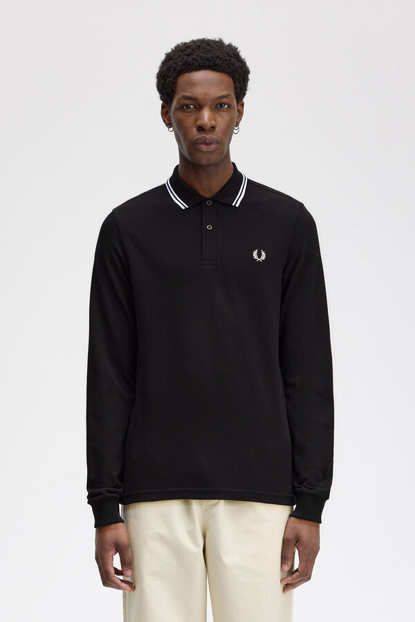 Fred Perry Men's long sleeve piqué polo shirt Black