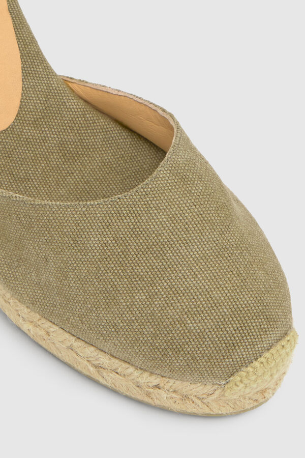 Casta&ntilde;er Natural jute wedge espadrille Kaki