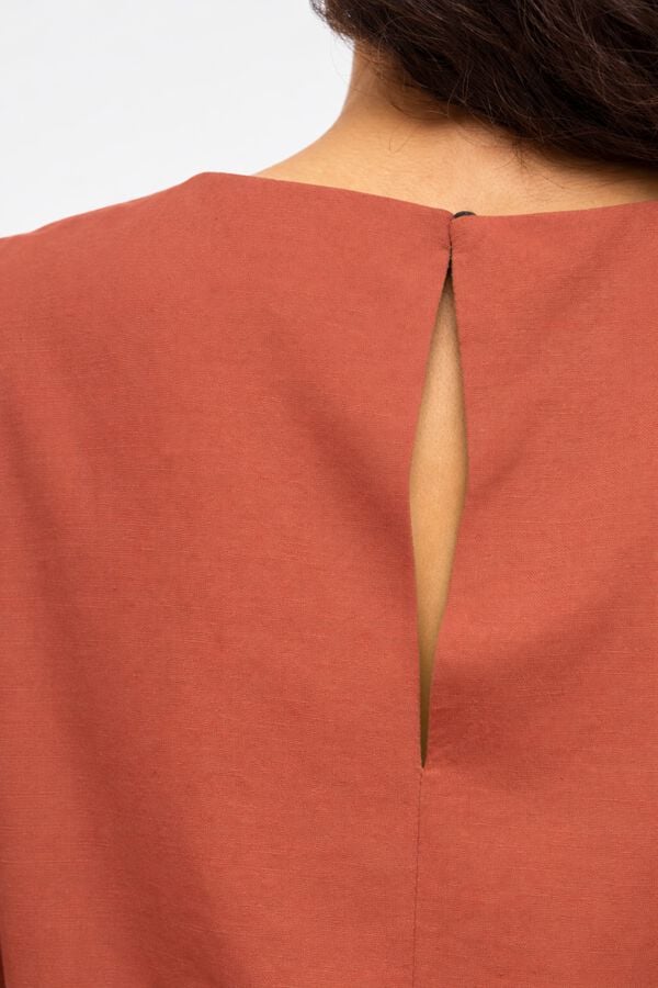 Vila Top de linho efeito bal&atilde;o Vermelho