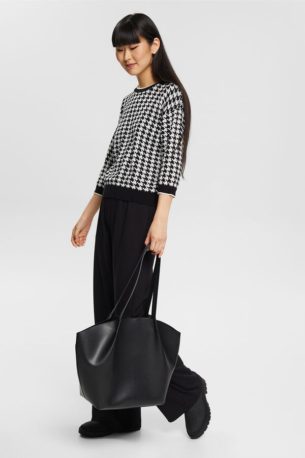 Esprit Jersey cuadros algod&oacute;n manga 3/4 Estampado blanco