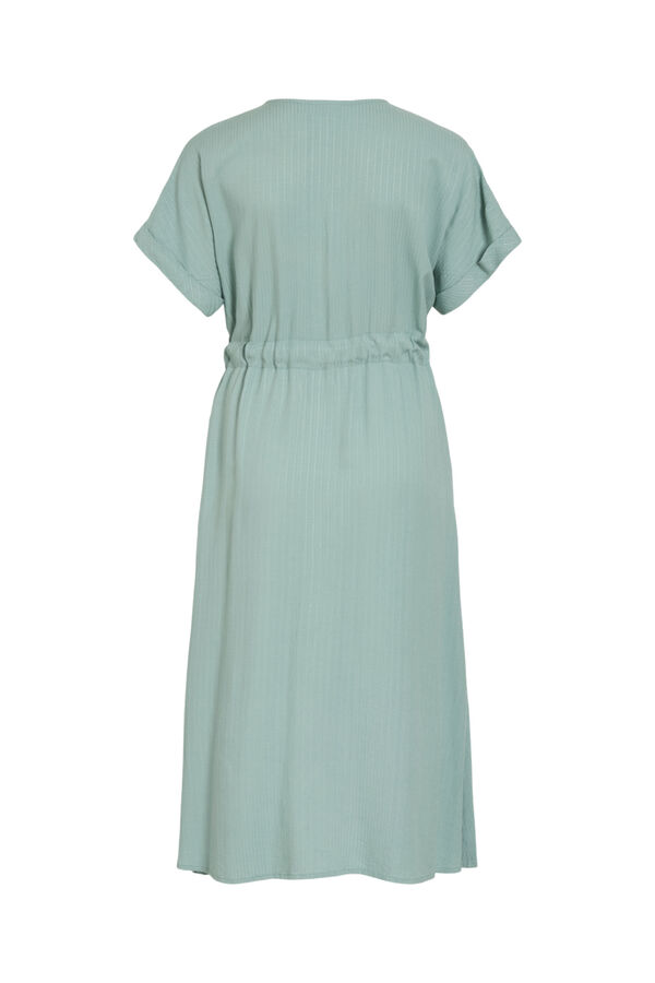 Vila Vestido midi de manga 2/4 em viscose Azul