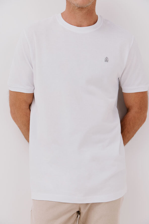 Cortefiel Camiseta básica piqué Blanco