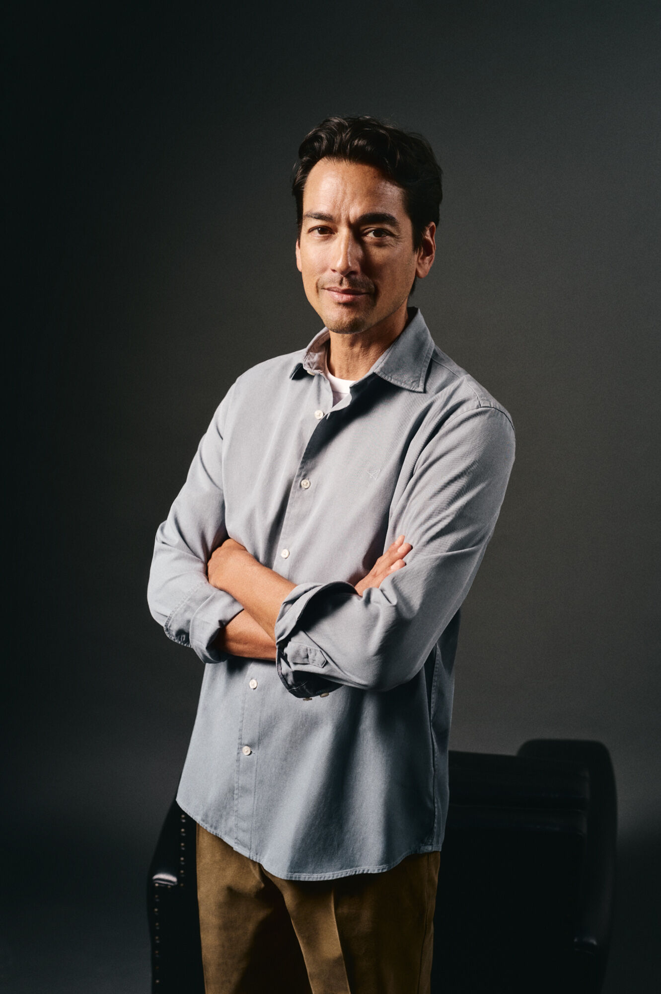 OOTO Camisa liso de algod&atilde;o tencel sarja