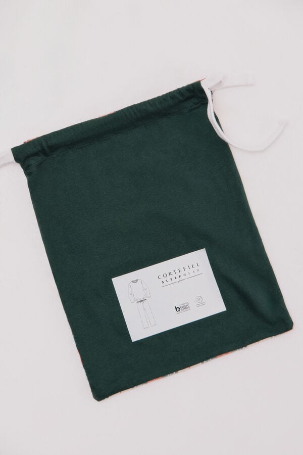 Cortefiel Jersey-knit and cloth pyjama set Dark green