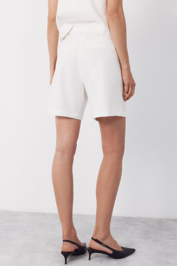 Cortefiel Linen bermuda shorts shorts Ivory