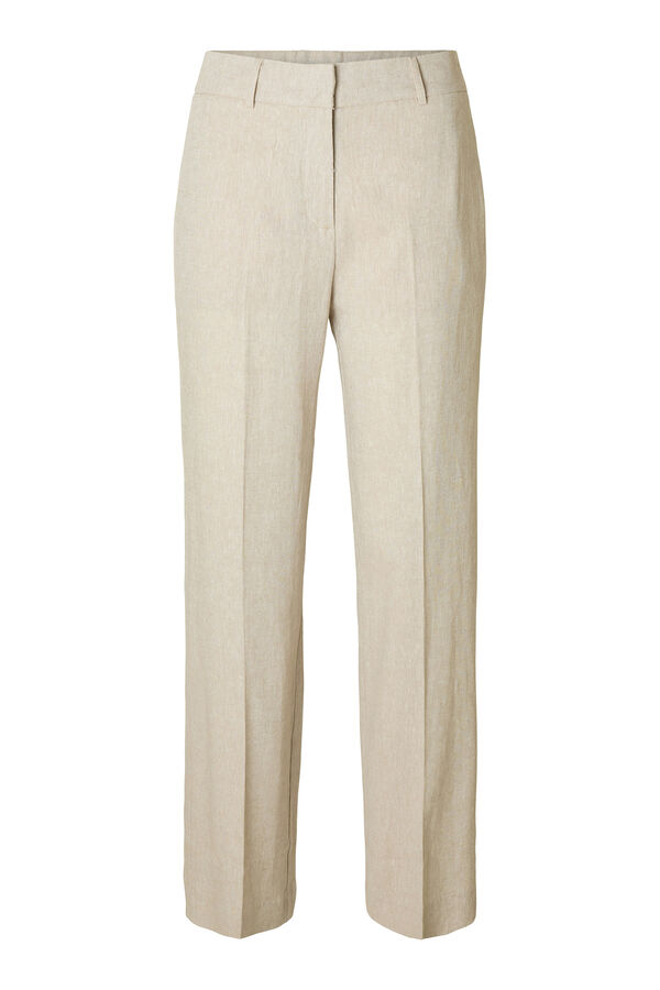 Selected Femme Pantalón de lino Wide Leg Marrón