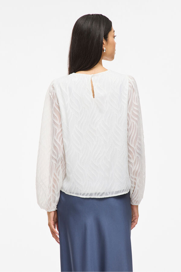 Vila Blusa de manga comprida com gola redonda Branco