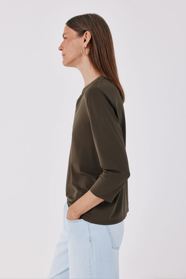 Cortefiel Henley T-shirt Kaki