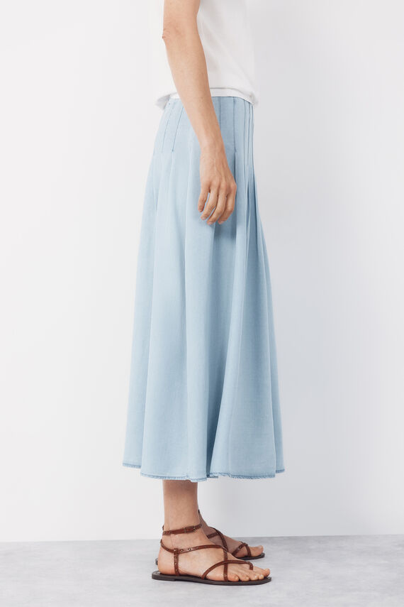 Falda midi tablas tencel