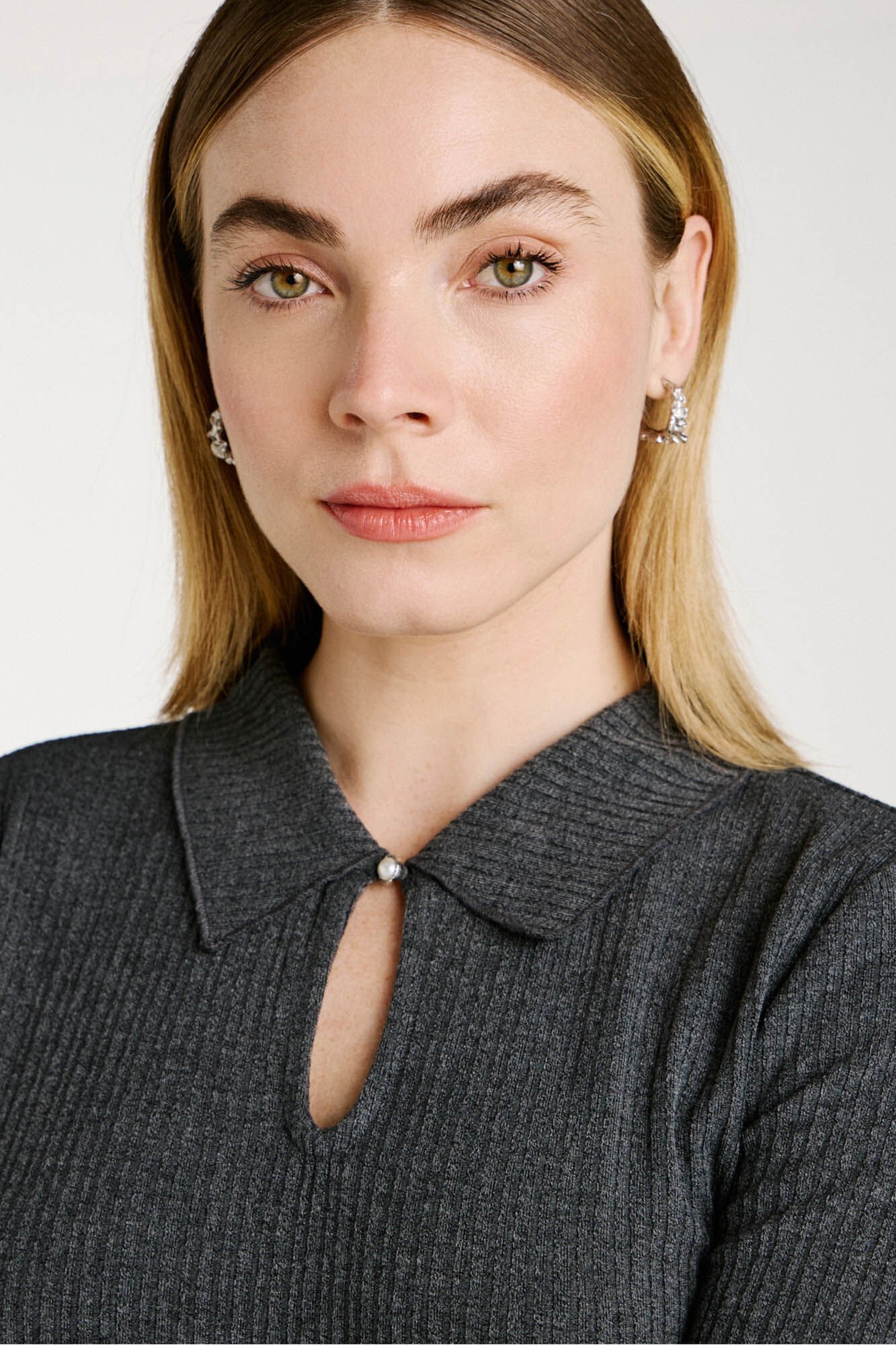 Vila Top de manga polo de gola comprida