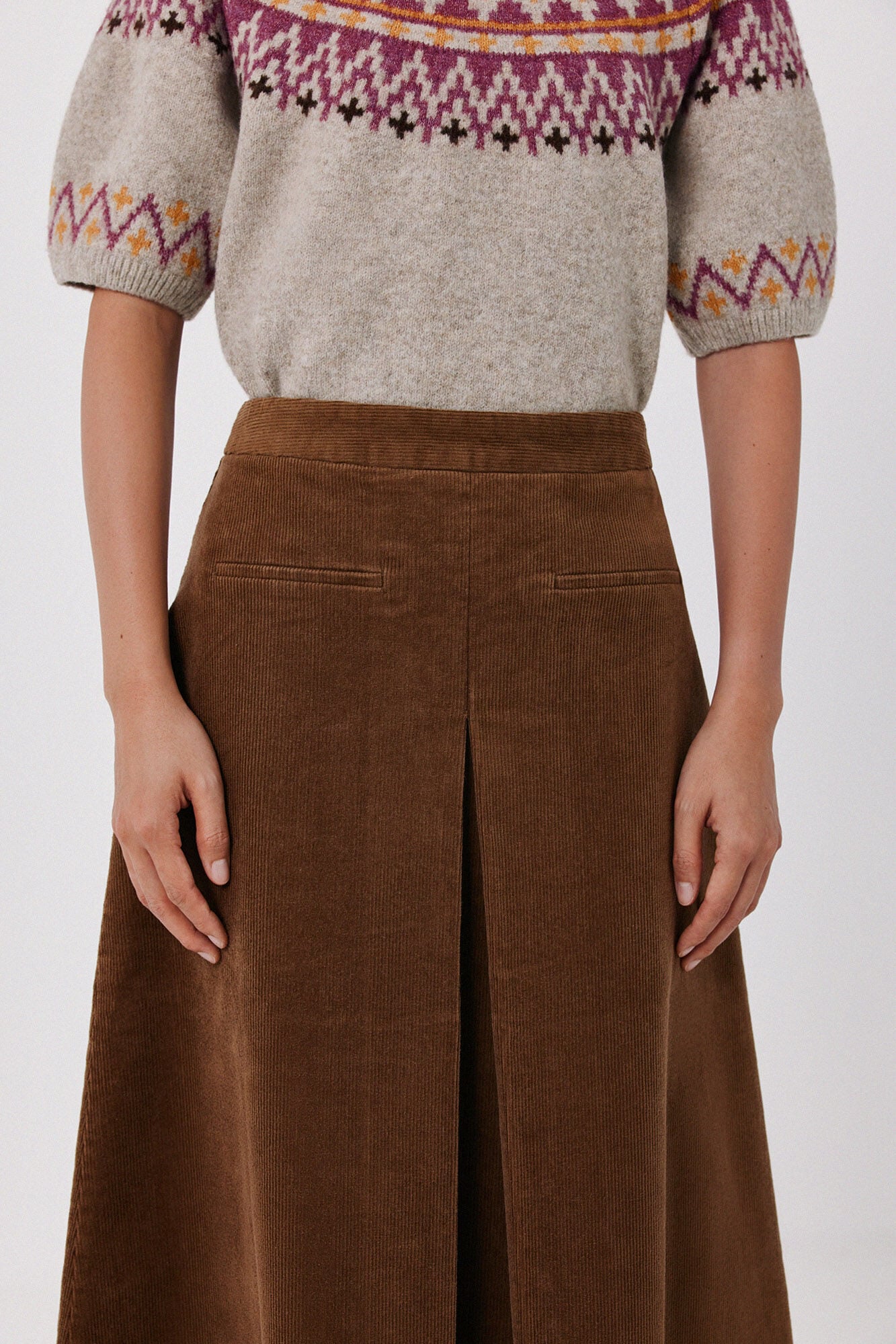 Cortefiel Corduroy piping pocket skirt