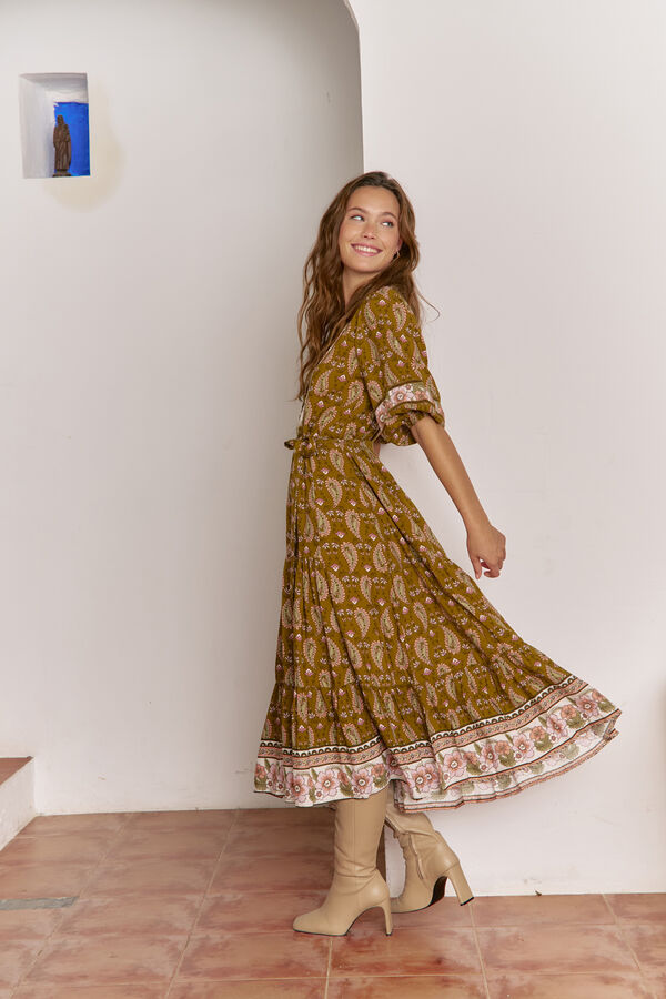 Jaase Vestido midi Mila com estampado Amalie Tostado