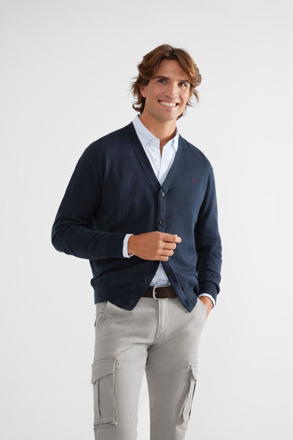 Silbon Cardig&atilde; liso cl&aacute;ssico Azul