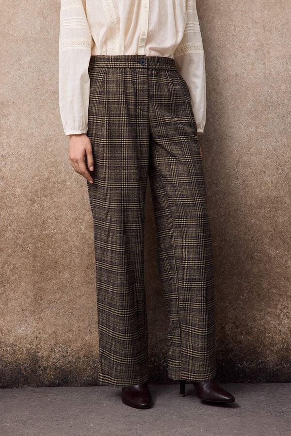 Slowlove Plaid trousers Printed grey