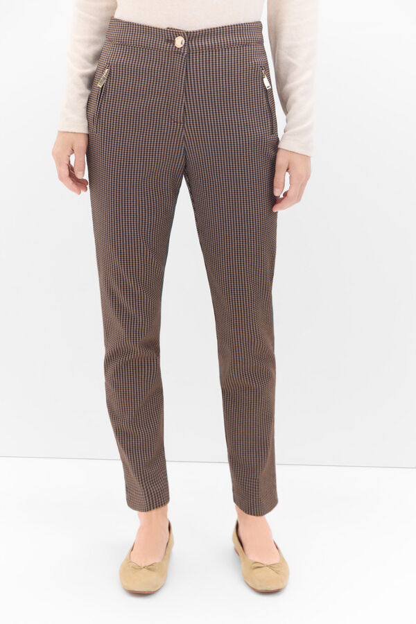 Cortefiel Skinny stretch trousers Printed brown