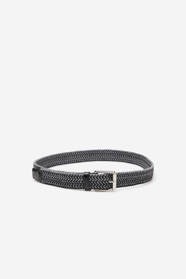 Cortefiel Elastic braided belt Black