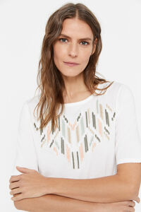 Cortefiel Camiseta bordado geométrico Blanco