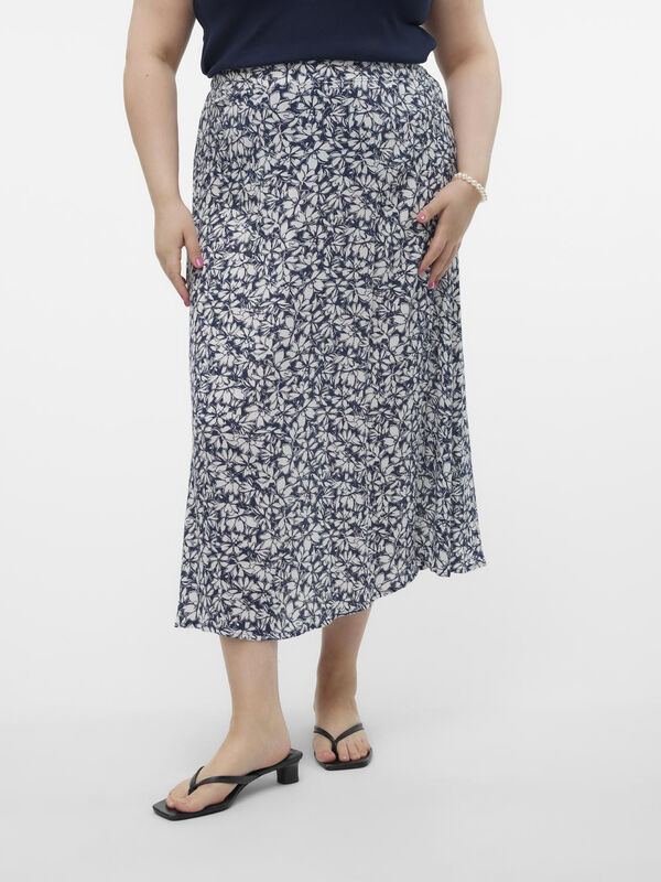 Cortefiel Plus size midi skirt with elasticated waist  Navy