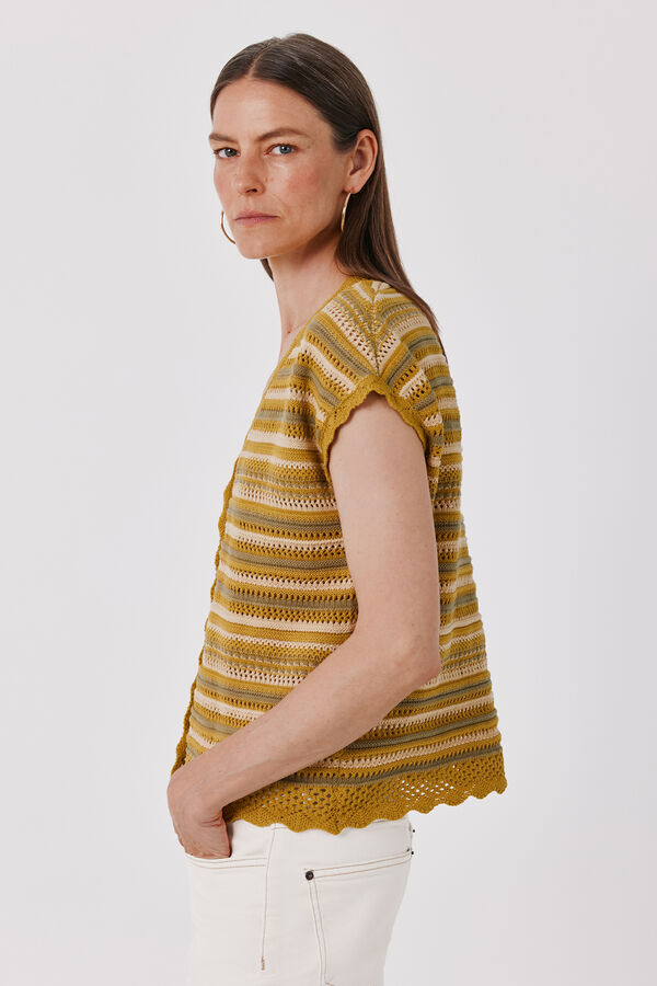 Cortefiel Multicoloured knit jacket Yellow