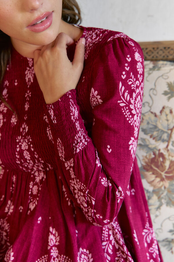 Jaase Vestido longo com estampado de ruibarbo Bella Granada