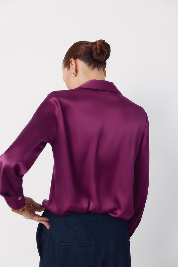Cortefiel Satin-finish shirt Purple