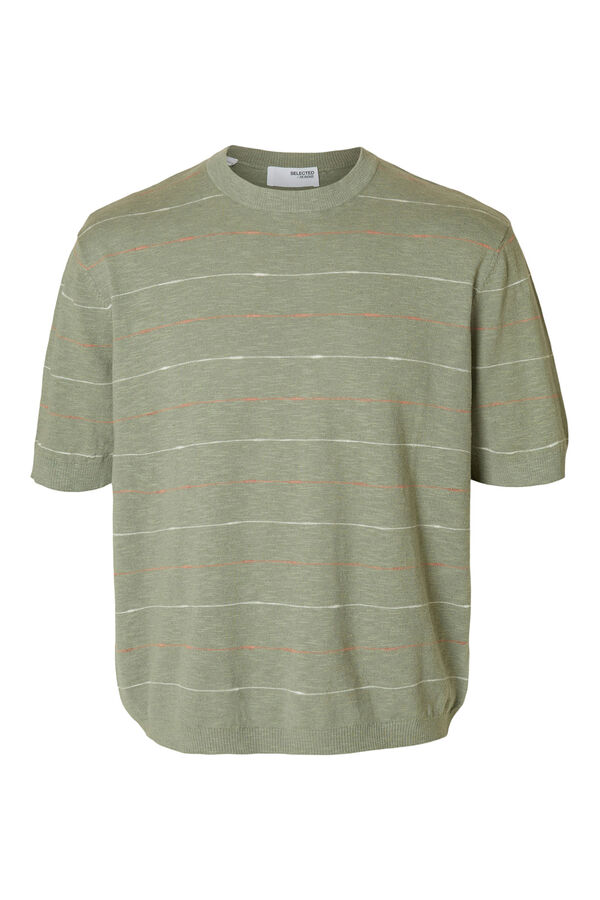 Selected Camiseta de manga curta de linho Verde
