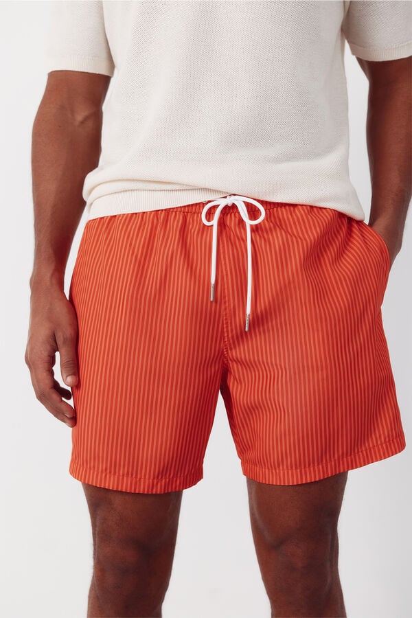 Cortefiel Striped print swimwear Coral