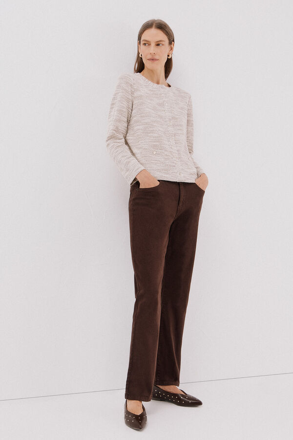 Cortefiel Tweed cardigan Beige