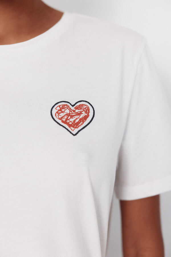 Cortefiel Little hearts t-shirt White