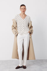Cortefiel V- neckline top with buttons Beige