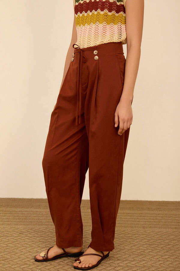Meisie Cropped trousers with pleats Brown