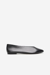 Cortefiel Braided leather ballerina Black