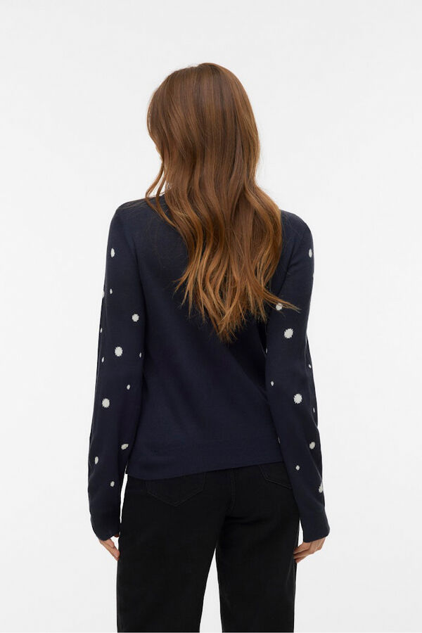Vero Moda Christmas print round neck jumper Navy