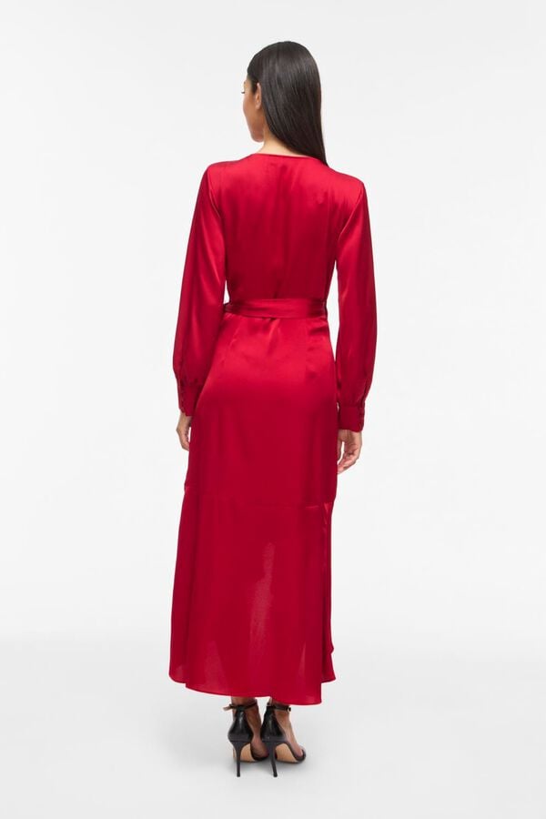 Vila Vestido midi acetinado de festa Subiu