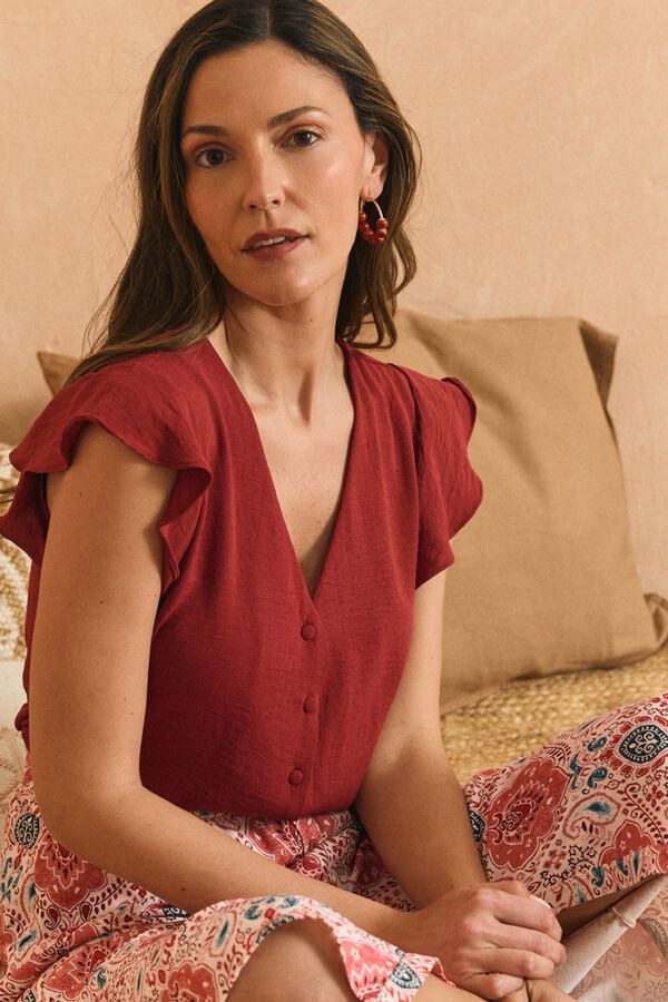 Pol&iacute;n Et Moi Blusa com folho July Vermelho