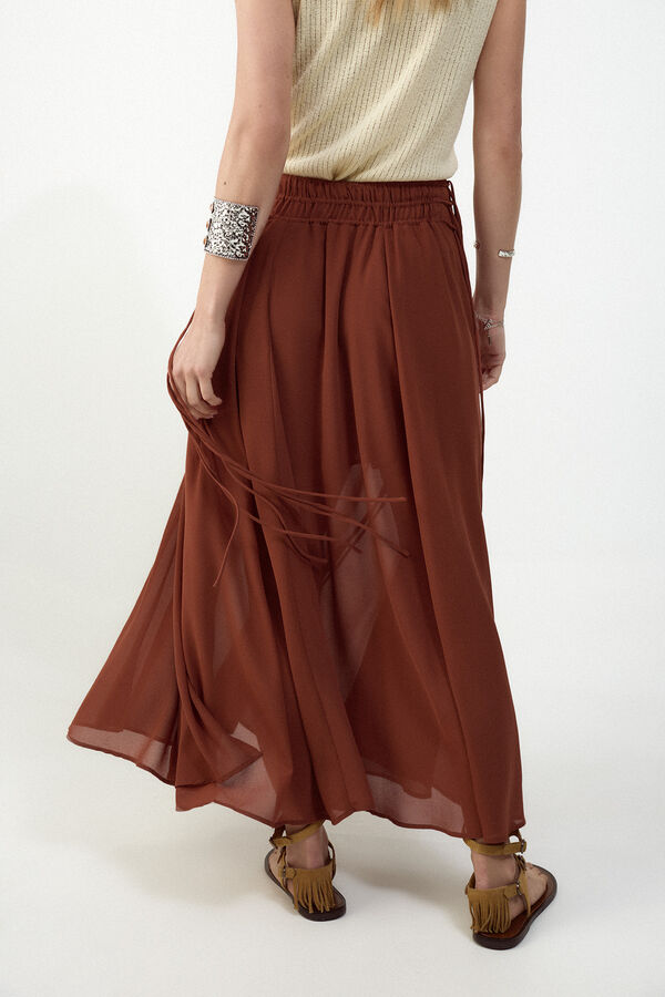 Slowlove Falda midi de gasa Marr&oacute;n