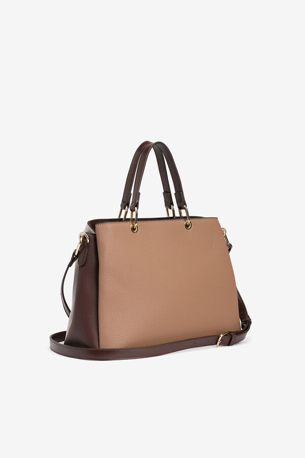 Vilanova Tricolor Leather Effect City Handbag, bag Beige