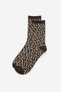 Cortefiel Leopard Better Cotton long socks Grey