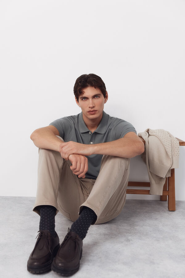 Cortefiel Piqu&eacute; basic slim polo shirt Kaki